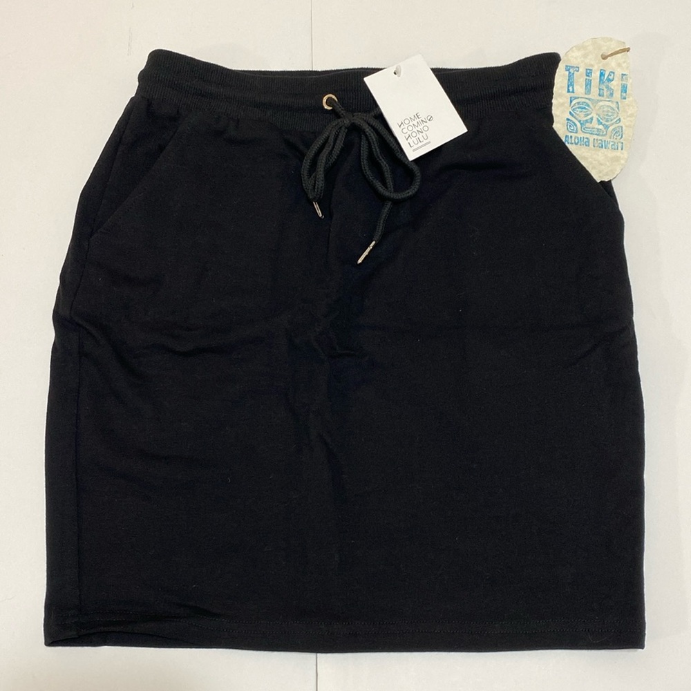 Blanc De Blanc Cotton Spandex Drawstring Pocket Mini Skirt Small Homecoming HNL